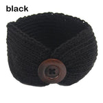 El Regalo Baby Woolen Knitting Infant Button Headbands Turban Head Wrap Knotted Hair Band for Girls & Boys (Black)
