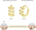 El Regalo Stainless Steel Tiny & Cute Leaves Hoop Earrings for Kids/Girls/Women- Anti-Tarnish/Waterproof Leaves Pattern Small Hoop Earrings (Gold & Silver)