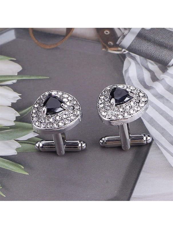 El Regalo Luxury Zircon Crystal Cufflinks | Cuff Links Sleeve Button for Women Men Shirts Dress Suits