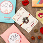 El Regalo 1PC Designer Peacock Red Golden Thread Rakhi for Brother- Antique Peacock Charm Rakhi with Roli Chawal, Rakhi Message Card in Rakhi Gift Box