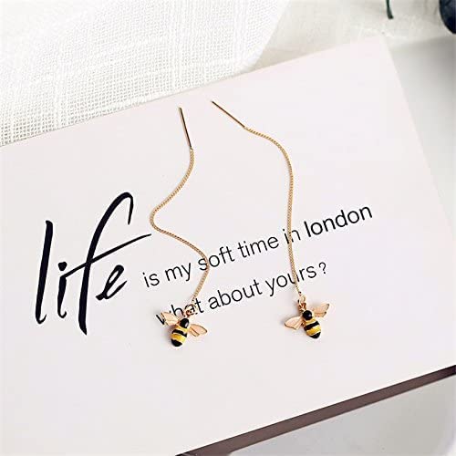 El Regalo Enamel Honeycomb Bee Earrings for Girls & Women - Geometric Hexagon Honeycomb Beehive Dangle Earrings (Dangle Drop Bee Earrings)