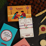 El Regalo 2PCs Cute Kids Bracelet Rakhi Combo Sets- Fancy Kids Rakhi for Brother/Sister with Roli Chwal, Rakhi Message Card in Rakhi Box for Babies/Toddlers/Kids (Unicorn & Heart Rakhi)