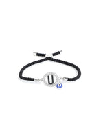 El Regalo Name Initials Evil Eye Bracelet Rakhi for Brother- Name Letter CZ Rakhi with Roli Chawal, Message Card in Rakshabandhan Box for Bhai (Black-U)