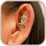 El Regalo 1 Pair Fancy Western Ear Wrap Needle Ear Crawler Earrings - Inlaid Zircon, Elegant Ear Cuff Climber Hook Earrings for Women Girls (Star Fish Needle)