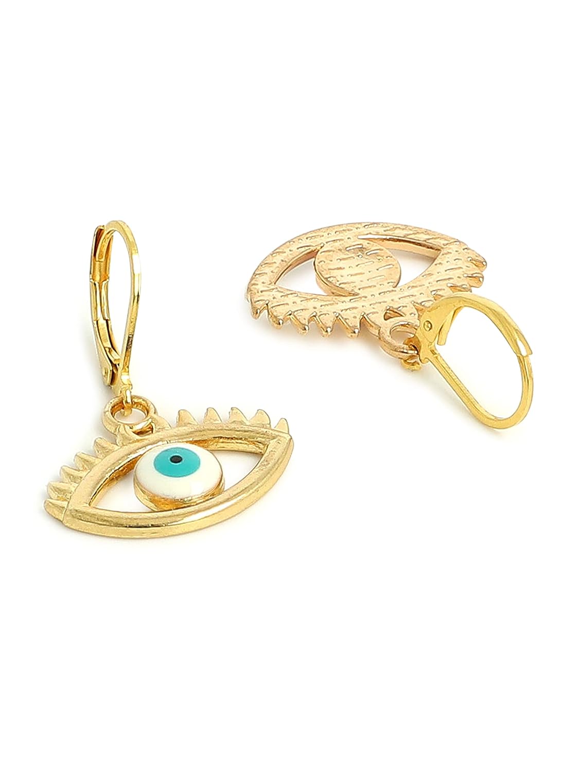 El Regalo 2 Pairs Fashion Evil Eye Enameled Golden Earrings for Girls & Women - Dainty Evil Eye Hypoallergenic Cute Earrings for Girls & Women (Option- 2)
