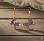 El Regalo Butterfly Drop Earrings for Women | Gold Plated Crystal Butterfly Dangle Earrings | Earrings for Girls | Cute Fashion Earrings (Purple)