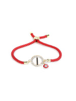 El Regalo Name Initials Evil Eye Bracelet Rakhi for Brother- Name Letter CZ Rakhi with Roli Chawal, Message Card in Rakshabandhan Box for Bhai (Red- I)