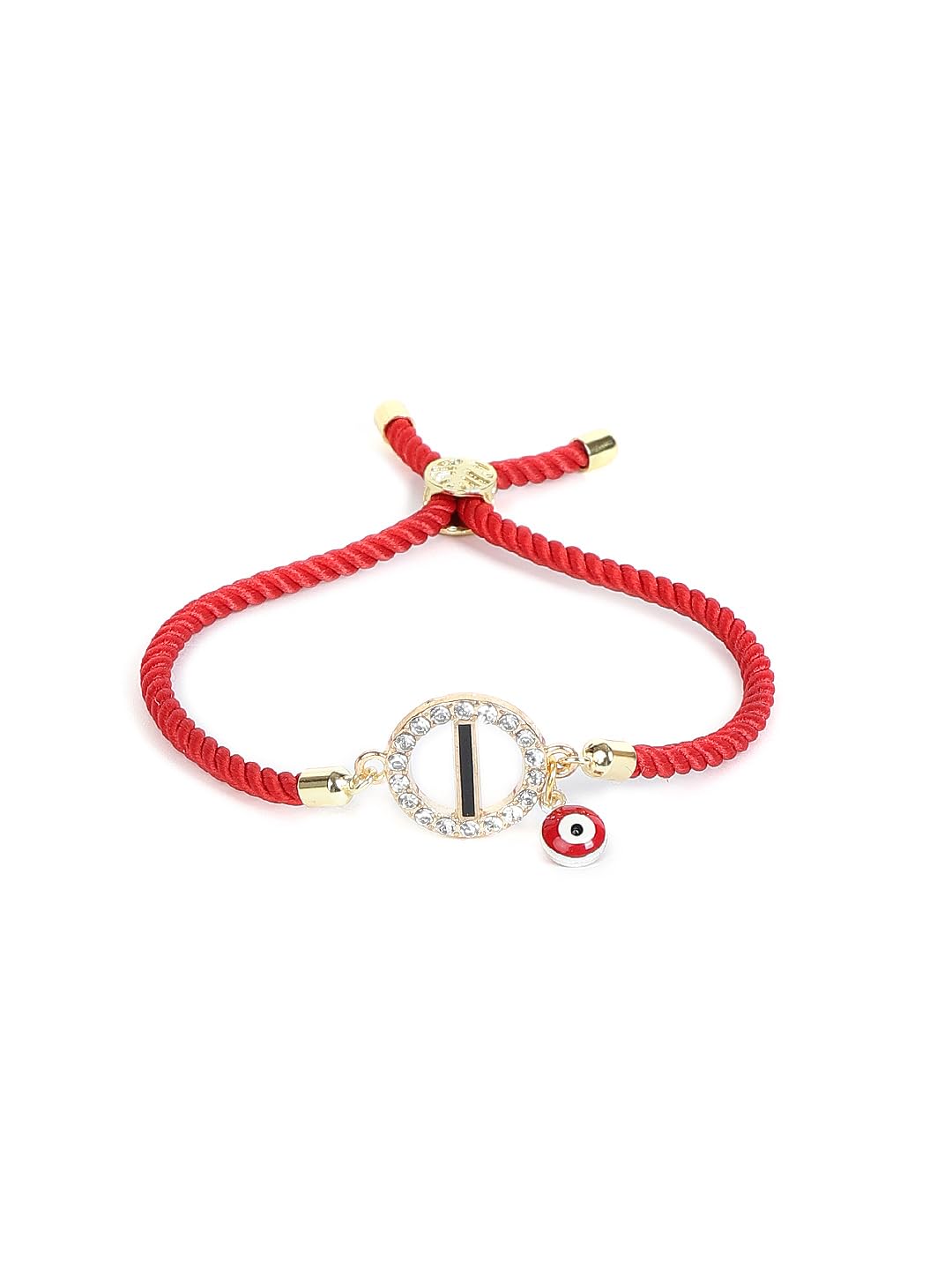 El Regalo Name Initials Evil Eye Bracelet Rakhi for Brother- Name Letter CZ Rakhi with Roli Chawal, Message Card in Rakshabandhan Box for Bhai (Red- I)