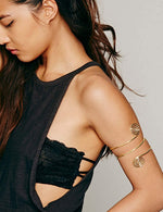 El Regalo Fashion Armlet- Minimalist Spiral Coil Upper Arm Cuff Open Arm Bracelet Armlet Armband Bangle for Women & Girls (Golden Color)