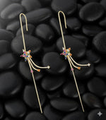 El Regalo 1 Pair Fancy Western Ear Wrap Needle Ear Crawler Earrings - Inlaid Zircon, Elegant Ear Cuff Climber Hook Earrings for Women Girls (CZ Shooting Stars)