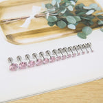 El Regalo Bold & Bright 14 Pcs (7 Pairs) Flat Back Stud Earrings Set for Women & Men - 316L Surgical Stainless Steel Hypoallergenic Earrings for Sensitive Ears - 2-8mm Pink & Blue Cubic Zirconia Screw Back Cartilage Piercing Jewelry (20G) (Pink)