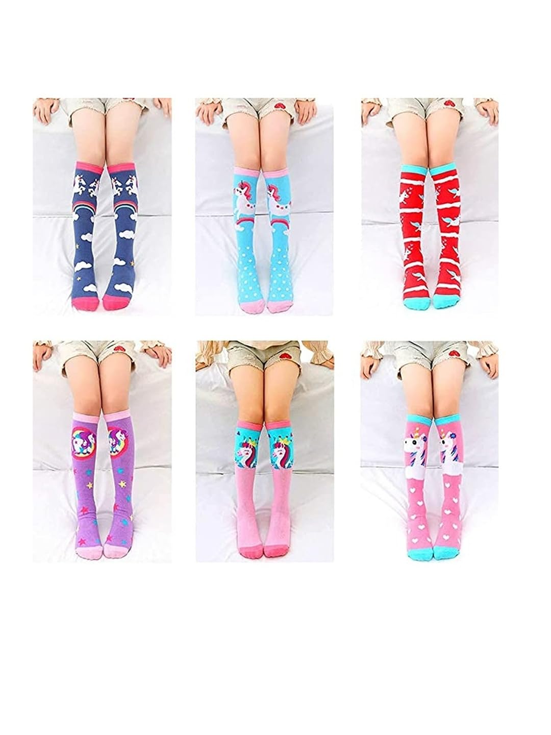 EL REGALO Girls Pack Of 6 Patterned Knee-Length Socks