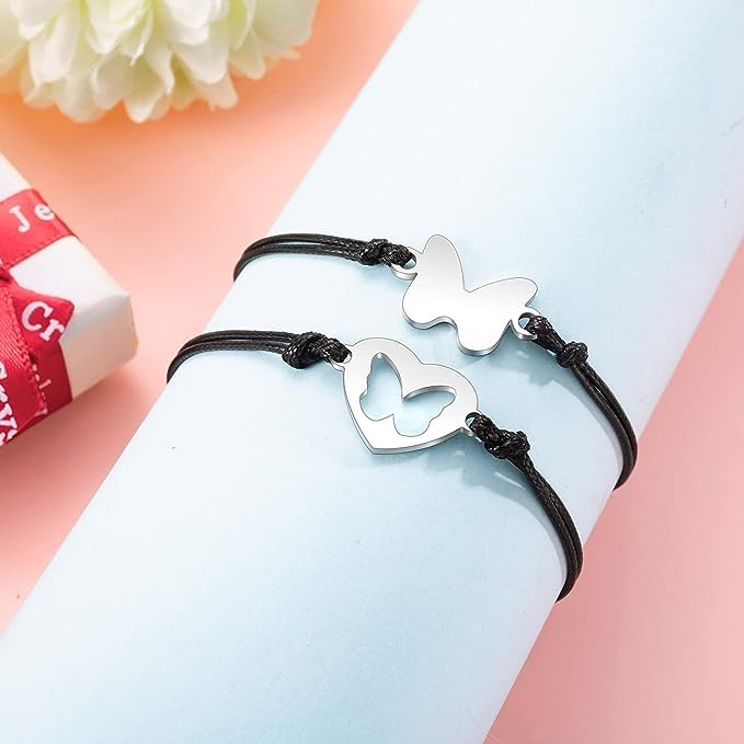 El Regalo 2PC Minimalist Matchin Butterfly Bhaiya-Bhabhi/Bhai-Nephew/Niece Rakhi Set- Designer Rakhis Set with Roli-Chawal Shagun Pack, Rakhi Message Card in Rakhi Gift Box