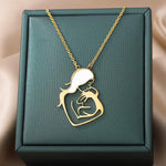 El Regalo Women Elegant Stainless Steel Mom & Baby Pendant Necklace For Moms. Tobe Moms Or New Moms (Golden)