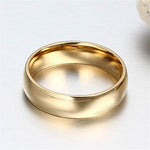 El Regalo Solid Stainless Steel 6mm Plain Classic Band Ring Comfort-Fit for Men Women- Anti Tarnish/Waterproof Plain Dome Stacking Simple Rings Bands Thumb Finger Ring (Gold, 21)