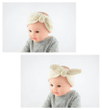 El Regalo 2 PCs Turban Wool Headband - Warm Rabbit Knot Hair Band, Knit Head Wrap for Baby Girls Newborns and Toddlers (Beige & White)