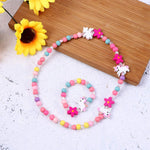 El Regalo Kids/Toddlers/Girls Wooden Beads Handmade Necklace & Bracelet Jewelry Sets (1 Necklace & 1 Bracelet): Kids Princess Jewelry Set (Unicorn Multi Jewelry Set)