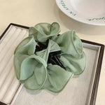 El Regalo 1pc Bohemian Large Flower Hair Claw Clip for Women & Girls - Elegant Multi-Layer Floral Shark Clip, Strong Grip Updo Accessory for Festive, Wedding, Party & Regular Use (Green)