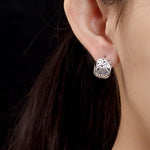 El Regalo 925 Silver Plated Hollow Filigree Hoop Earrings for Women - Vintage Oriental Carved Huggie Hoops, Retro Ethnic Jewelry