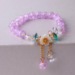 El Regalo Daisy Flower Bracelets- 1PC Crackled Crystal Beads Tassel Flower Charms Bracelet for Girls & Women (Purple)