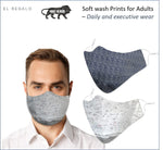 El Regalo 2 PCs of Premium Egyptian Giza Face Masks | Executive Prints Unisex 3 Layers Giza Reusable & Washable Face Masks With Adjustable EarLoop for Adults (Light Blue & White Masks Set)