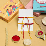 El Regalo 2PCs Red & Yellow Thread Bracelet Rakhi Combo Set for Brother- Auspicious OM, Ganesha, Shree, Trident, Damroo Mauli Rakhi with Roli Chawal Shagun, Message Card in Rakhi Gift Box (Option-3)