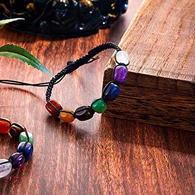El Regalo 7 Chakra Unisex Bracelet | Stone Yoga Reiki Healing Crystal Braided Rope | Energy Balancing Beads for Chakra Balancing