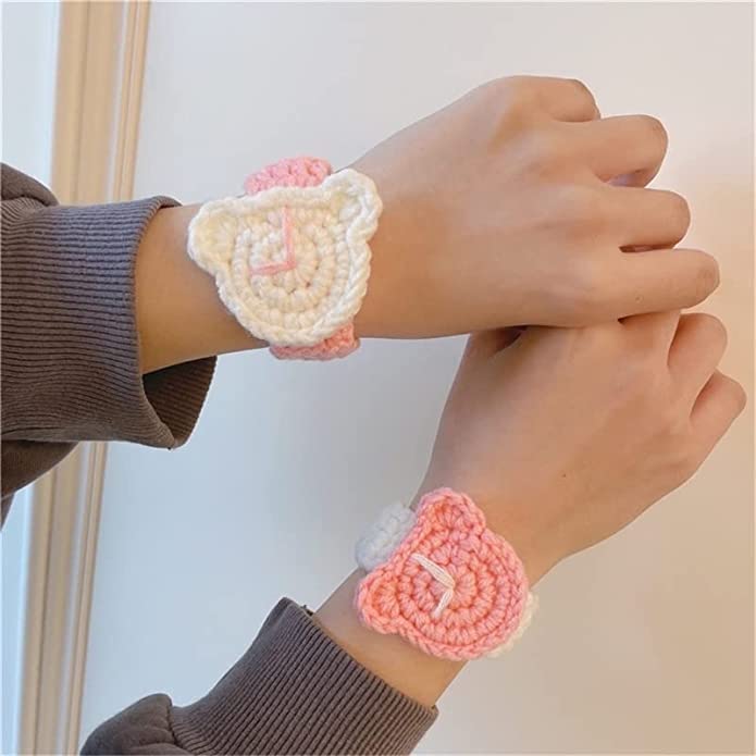 El Regalo 1PC Cute Hand Knitted Unisex Rakhis for Kids/Teens- Adjustable, Soft, Knitted Crochet Rakhis for Babies/Toddlers/Kids/Teens (Pink Mouse Watch)