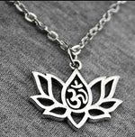 El Regalo Yoga Lotus Flower Necklace with Om Symbol | Yoga Meditation Spiritual Lotus Om Necklace for Her