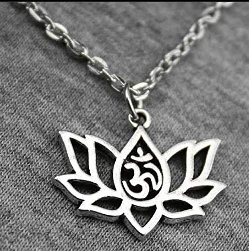El Regalo Yoga Lotus Flower Necklace with Om Symbol | Yoga Meditation Spiritual Lotus Om Necklace for Her
