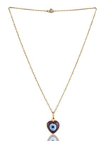 El Regalo Unisex Heart Evil Eye Pendant Necklace for Girls/Boys/Men & Women- Handmade Glass Lamp work Nazar Evil Eye Pendant Necklaces- Valentines Day Gift (Gold Tone Lavender Heart with Chain)