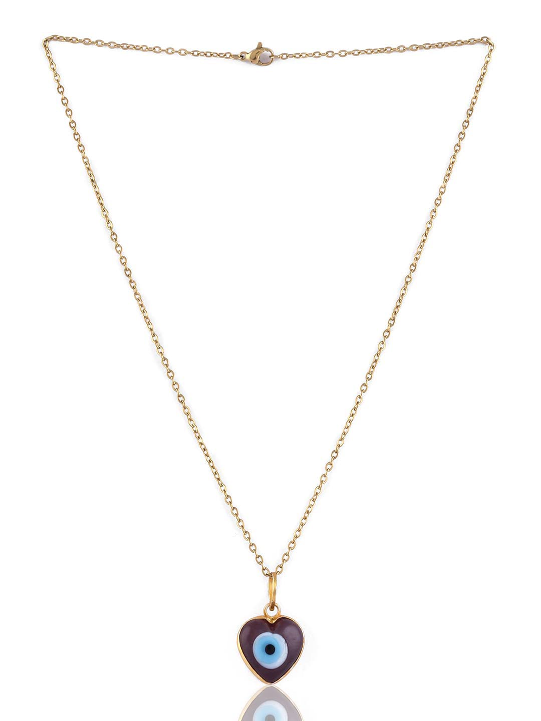 El Regalo Unisex Heart Evil Eye Pendant Necklace for Girls/Boys/Men & Women- Handmade Glass Lamp work Nazar Evil Eye Pendant Necklaces- Valentines Day Gift (Gold Tone Lavender Heart with Chain)