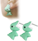 El Regalo Cute 3D Dinosaur Earrings for Girls & Women - Fun Tyrannosaurus Clay Earrings - Unique Dinosaur Biting Ear Design Jewelry - Playful & Adorable Earrings