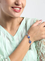El Regalo Unisex-Adult 2 Pcs Designer Evil Eye Couple Rakhi Set For Bhaiya And Bhabhi- Cz Fancy Evil Eye Rakhi Set- Brother, Sister-In-Law Rakhi Combo With Roli Chawal (Combo-1)