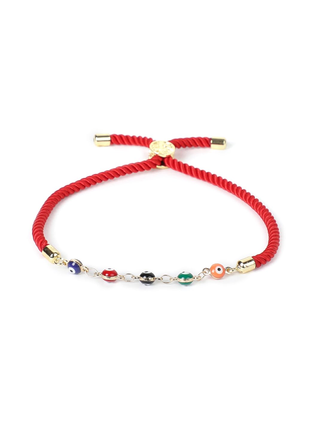 El Regalo 1PC Designer Fancy Evil Eye Rakhi for Brother/Sister-in-Law- Evil Eye Beads Adjustable Bracelet Rakhi with Roli Chawal, Rakhi Message Card in Rakhi Gift Box (Red)