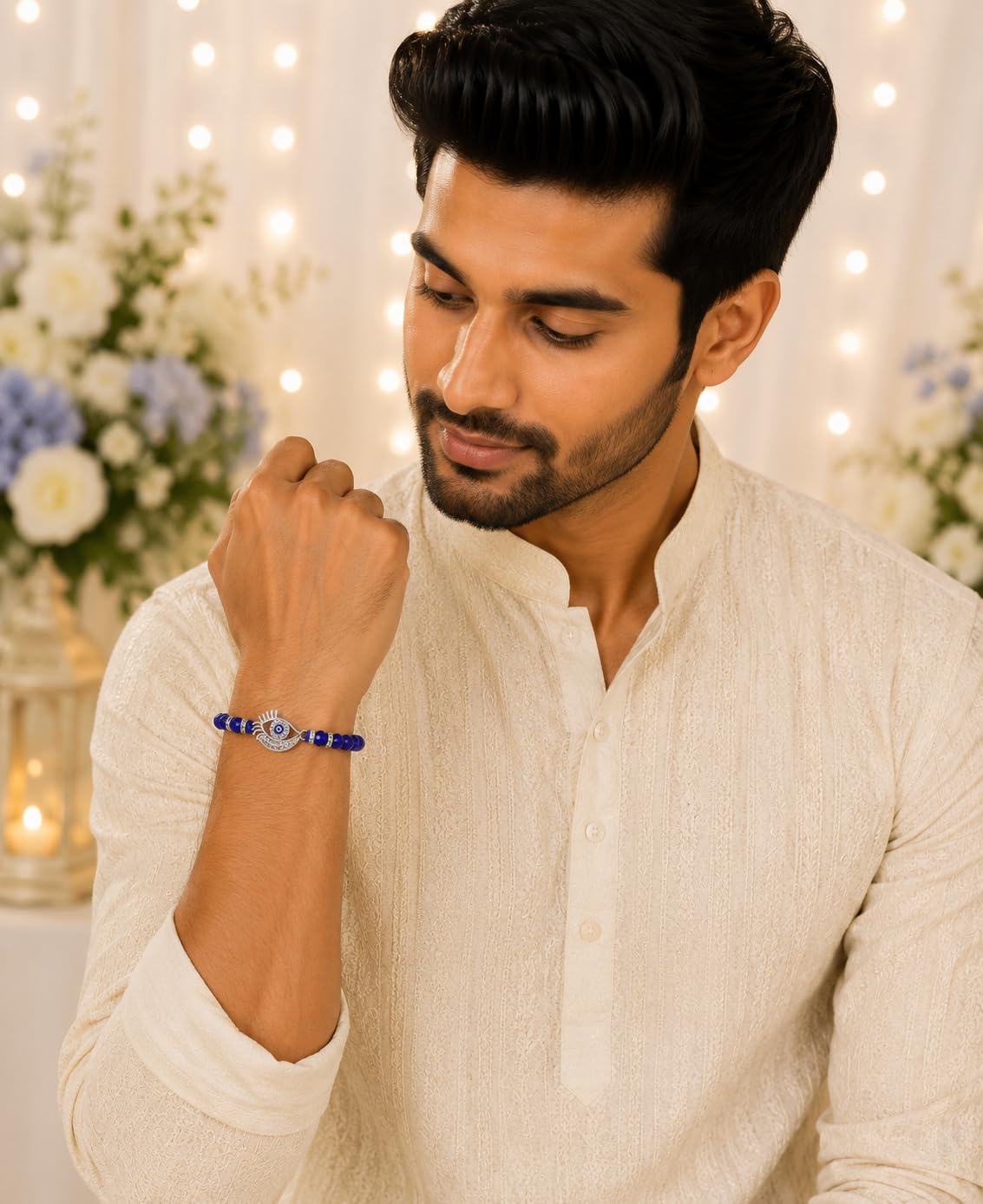 El Regalo Evil Eye CZ Bracelet Rakhi for Brother- Crystal Eye