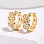El Regalo Cute Triple Heart CZ Crystal Huggie Hoops Earrings for Women & Girls | Elegant & Luxurious Hoop Earrings- CZ Baali Earrings