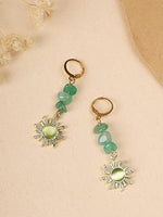 El Regalo Bohemian Style Carnelian Sunburst Earrings- Boho Hippie Gothic Sun Earrings for Girls & Women (Green)