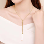 El Regalo Women's Stainless Steel Slider Tie Necklace- Anti-Tarnish/Waterproof Fashion Snake Chain Sliding Beads Necklace (Gold)