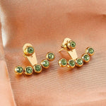 El Regalo 1Pair Stainless Steel Crystal Stud Front Back 2 Ways Ear Jackets for Women & Girls - Elegant Dual Style Earrings with Multicolor CZ Stones (5 Color Options) (Light Green)
