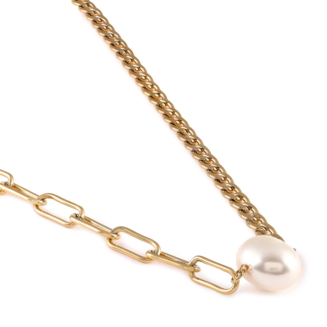 El Regalo Elegant Warterproof 18K Gold Plated Pearl Dainty Ball Bead Chain Necklace - Stainless Steel Anti-Tarnish Jewelry for Women, Girls (Big Pearl Tassel)