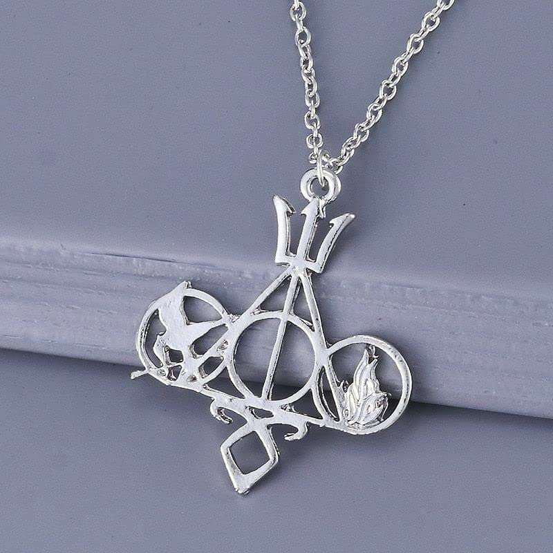 El Regalo Hungr Games The Mortal Instruments City of Bones Divergent Percy Jackson necklace for Girls & Boys (Silver & Gold)