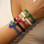 El Regalo 1 PC Beautiful Butterfly Charm Bracelets for Girls & Women - Handmade Colorful Braided Butterfly Adjustable Bracelet (Black)