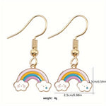 El Regalo 1 Pair Rainbow Earrings- Cute Enameled Colorful Rainbow Hypoallergenic Earrings for Girls & Women (option-1)