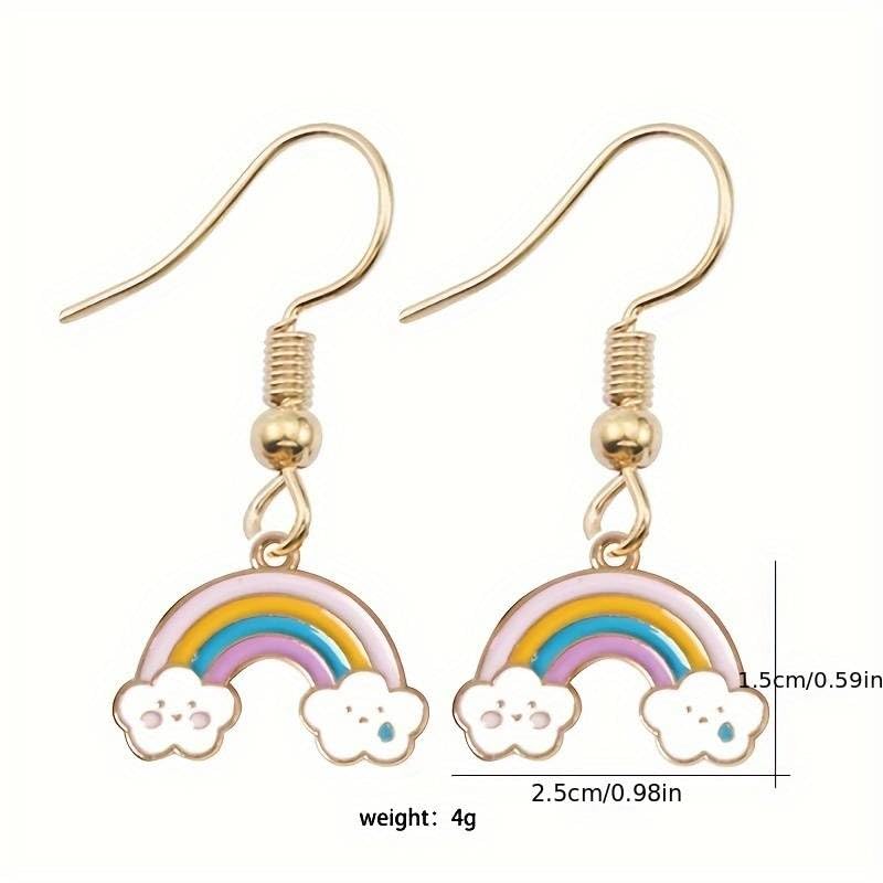 El Regalo 1 Pair Rainbow Earrings- Cute Enameled Colorful Rainbow Hypoallergenic Earrings for Girls & Women (option-1)