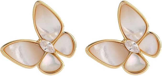 El Regalo Cute Butterfly Stud Earrings for Girls & Women - Delicate Crystal Butterfly Earrings