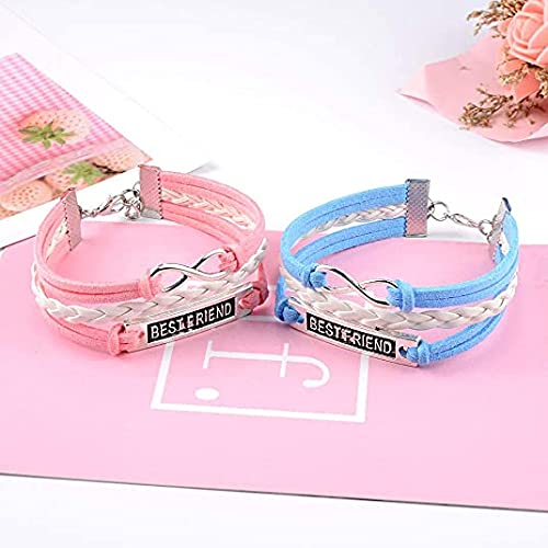 El Regalo Best Friend Infinity Pink & Blue Bracelets Set/BF Besties Unisex Bracelet Set for Friendship Day