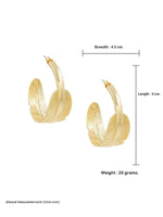 El Regalo Elegant Curved Leaf Gold Hoop Earrings- Minimalism Half Circle Feather Earrings for Girls & Women