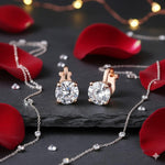 El Regalo Cute & Small Clip-On Earrings for Women & Girls | Non-Piercing Cute CZ Crystal Clip On Studs (Rose Gold)