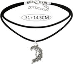 El Regalo 2PCs Crescent Sun Moon Choker Necklace- Double Layers Retro Gothic Choker Sun Moon Charm Choker for Teen Girls Women